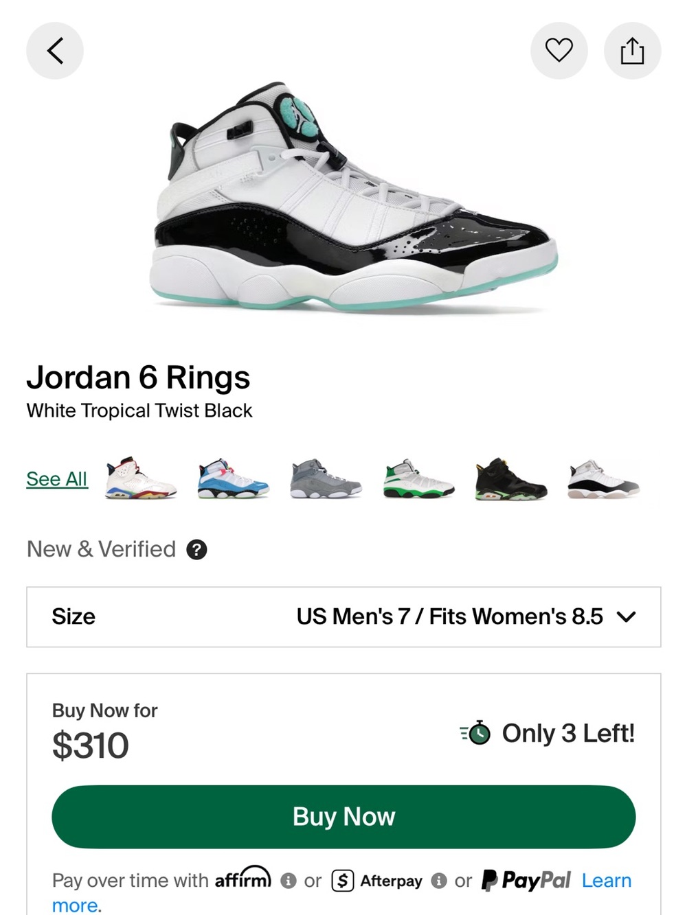 Jordan 6 Rings — White Black Tropical Twist